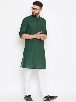 Green woven pure cotton men-kurtas 2
