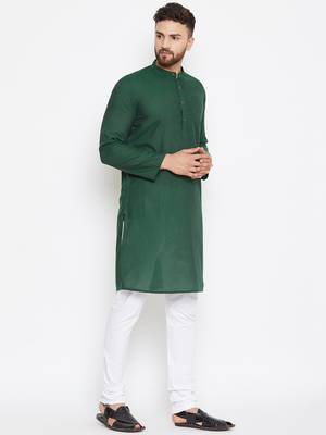 Green woven pure cotton men-kurtas 3