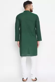 Green woven pure cotton men-kurtas