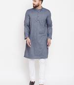 Grey woven woolen blends men-kurtas