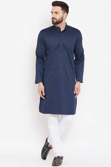 Blue woven pure cotton men-kurtas