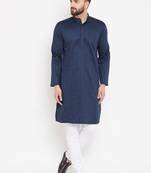 Blue woven pure cotton men-kurtas