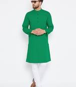 Green woven pure cotton men-kurtas