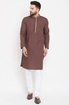 Brown woven linen men-kurtas