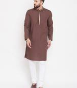 Brown woven linen men-kurtas