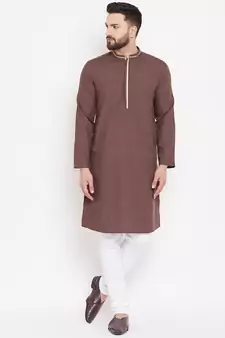 Brown woven linen men-kurtas