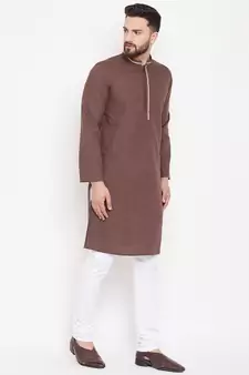 Brown woven linen men-kurtas