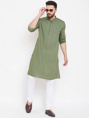 Green woven linen men-kurtas 1