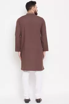 Brown woven linen men-kurtas