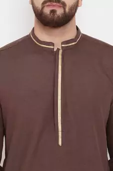 Brown woven linen men-kurtas