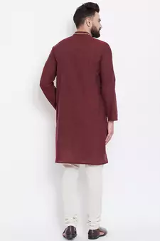 Maroon woven pure cotton men-kurtas