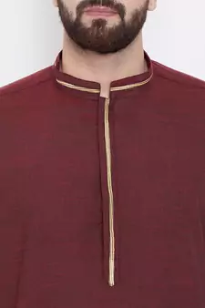Maroon woven pure cotton men-kurtas