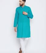 sky blue woven pure cotton men-kurtas