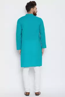 sky blue woven pure cotton men-kurtas