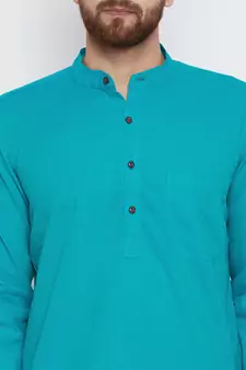 sky blue woven pure cotton men-kurtas