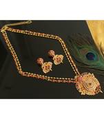 Gorgeous Gold Plated Real Kemp Stones Grand Haar With Screw Back Earrings