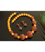 Beautiful Yellow Agate Kemp Rudra Balls Designer Necklace Set