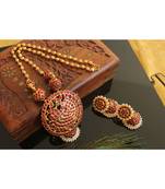 Beautiful Kemp Green Rudra Ball Designer Necklace Set 