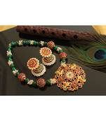 Beautiful Kemp Green Designer Necklace Set 