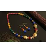 Beautiful Gold Tone Multi Color Agates Necklace Set 