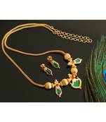 Gorgeous Gold Tone Green Palakka Nagapadam Necklace Set Dj28304