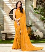 Yellow printed Georgette saree with blouse