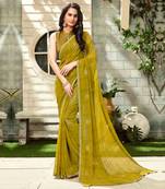 green printed Georgette saree with blouse