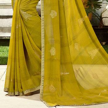 green printed Georgette saree with blouse 3