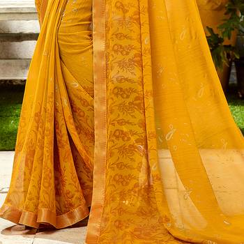 Mustard woven Georgette saree with blouse 3
