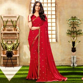 Red woven Georgette saree with blouse 1