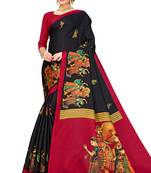 Black Art Silk Printed Saree