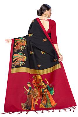 Black Art Silk Printed Saree 2
