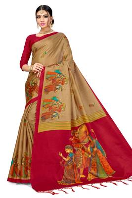 Golden Art Silk Printed Saree 1