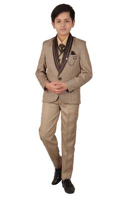 Fawn plain polyester boys-suit 1