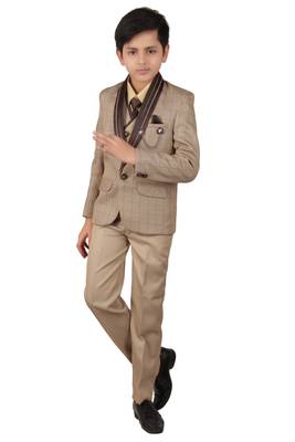 Fawn plain polyester boys-suit 3