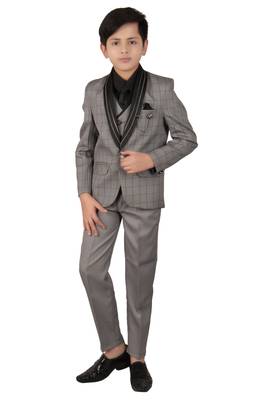 Grey plain polyester boys-suit 1