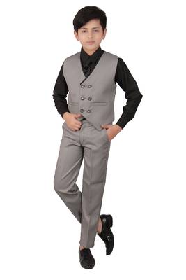 Grey plain polyester boys-suit 2