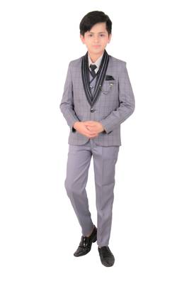 Blue plain polyester boys-suit 1