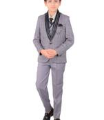 Blue plain polyester boys-suit