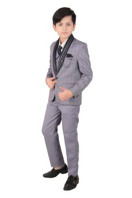 Blue plain polyester boys-suit 3