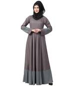 Polka Dotted Full Flare Abaya- Grey