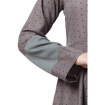 Polka Dotted Full Flare Abaya- Grey 4