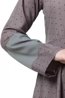 Polka Dotted Full Flare Abaya- Grey