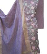 Violet Tussar Silk Resham Jaal Unstitched Salwar Kameez