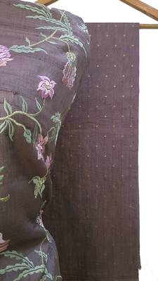 Violet Tussar Silk Resham Jaal Unstitched Salwar Kameez 4