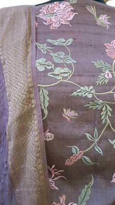 Violet Tussar Silk Resham Jaal Unstitched Salwar Kameez 5