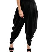 Black plain blended cotton dhoti-salwar