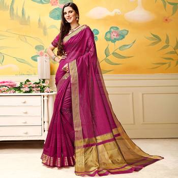 Purple woven Silk blend saree with blouse 1