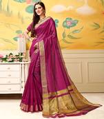 Purple woven Silk blend saree with blouse