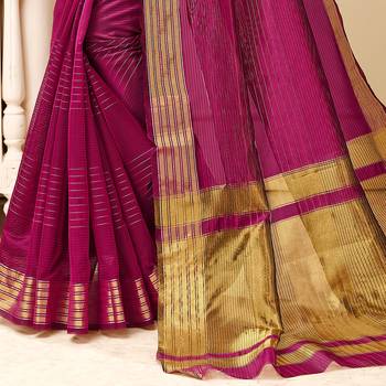 Purple woven Silk blend saree with blouse 3
